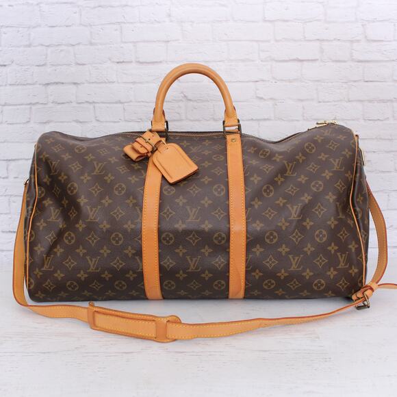 Louis Vuitton Keepall Bandouliere 55 Messenger Monogram Brown Travel A2282 - Picture 1 of 12